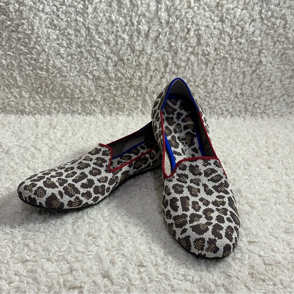 Rothy's Shoes The Loafer Womens 9 Tan Brown Leopard Flats Slip On Animal Round